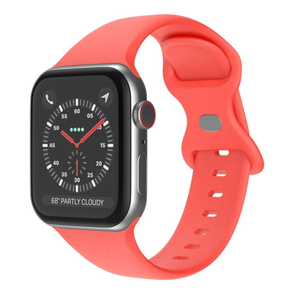 Butterfly Buckle Silicone Watch Band, Size: S For Apple Watch Series 9&8&7 41mm / SE 3&SE 2&6&SE&5&4 40mm / 3&2&1 38mm(Coral Red) by bashfashion