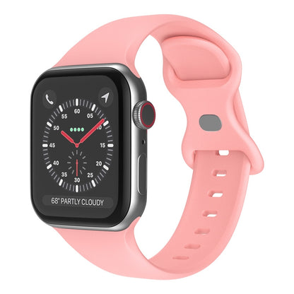 Butterfly Buckle Silicone Watch Band, Size: S For Apple Watch Series 9&8&7 41mm / SE 3&SE 2&6&SE&5&4 40mm / 3&2&1 38mm(Light Pink) by bashfashion