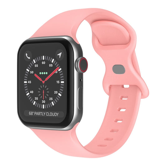 Butterfly Buckle Silicone Watch Band, Size: S For Apple Watch Series 9&8&7 41mm / SE 3&SE 2&6&SE&5&4 40mm / 3&2&1 38mm(Light Pink) by bashfashion