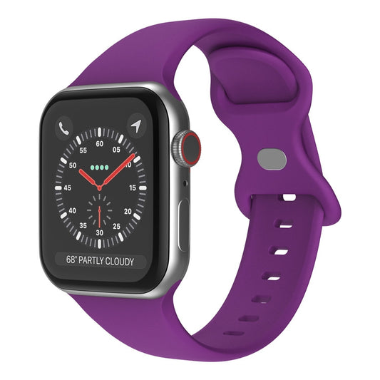 Butterfly Buckle Silicone Watch Band, Size: S For Apple Watch Series 9&8&7 41mm / SE 3&SE 2&6&SE&5&4 40mm / 3&2&1 38mm(Dark Purple) by bashfashion