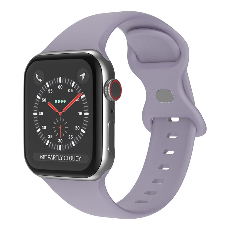 Butterfly Buckle Silicone Watch Band, Size: S For Apple Watch Series 9&8&7 41mm / SE 3&SE 2&6&SE&5&4 40mm / 3&2&1 38mm(Lavender Grey) by bashfashion
