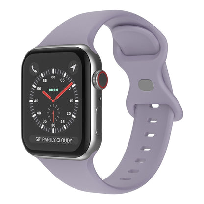 Butterfly Buckle Silicone Watch Band, Size: S For Apple Watch Series 9&8&7 41mm / SE 3&SE 2&6&SE&5&4 40mm / 3&2&1 38mm(Lavender Grey) by bashfashion