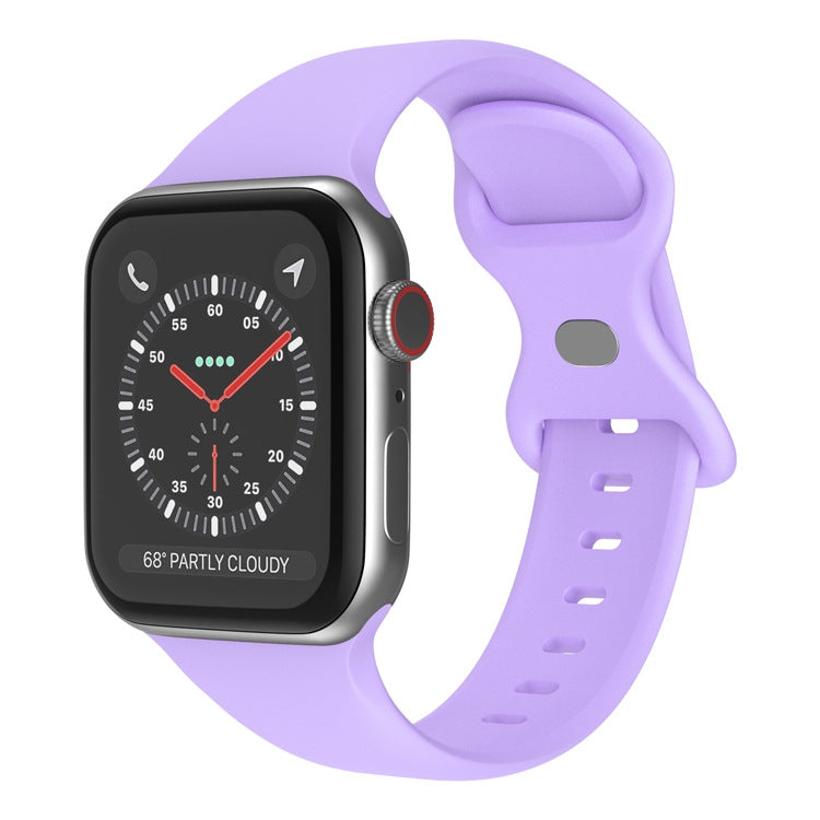 Butterfly Buckle Silicone Watch Band, Size: S For Apple Watch Series 9&8&7 41mm / SE 3&SE 2&6&SE&5&4 40mm / 3&2&1 38mm(Purple) by bashfashion