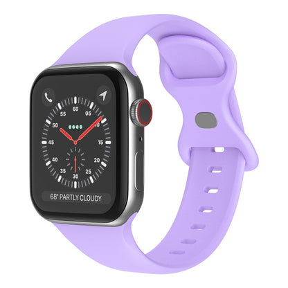 Butterfly Buckle Silicone Watch Band, Size: S For Apple Watch Series 9&8&7 41mm / SE 3&SE 2&6&SE&5&4 40mm / 3&2&1 38mm(Purple) by bashfashion