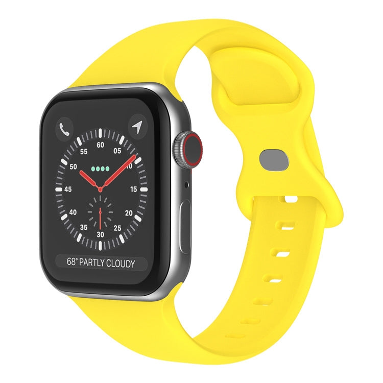Butterfly Buckle Silicone Watch Band, Size: S For Apple Watch Series 9&8&7 41mm / SE 3&SE 2&6&SE&5&4 40mm / 3&2&1 38mm(Yellow) by bashfashion