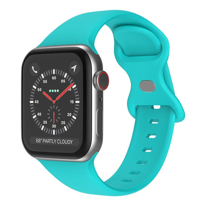 Butterfly Buckle Silicone Watch Band, Size: S For Apple Watch Ultra 49mm&Watch Ultra 2 49mm / Series 9&8&7 45mm / SE 3&SE 2&6&SE&5&4 44mm / 3&2&1 42mm(Duck Green) by bashfashion