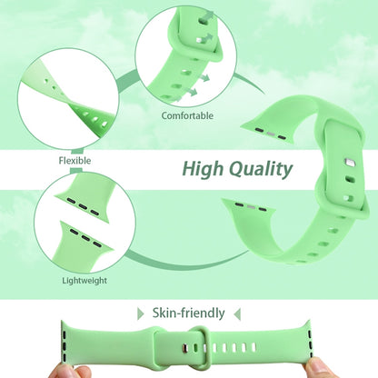 Butterfly Buckle Silicone Watch Band, Size: S For Apple Watch Ultra 49mm&Watch Ultra 2 49mm / Series 9&8&7 45mm / SE 3&SE 2&6&SE&5&4 44mm / 3&2&1 42mm(Duck Green) by bashfashion
