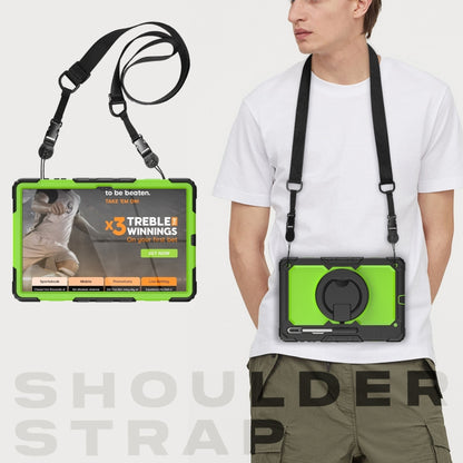For Samsung Galaxy Tab S8 Ultra Shoulder Strap Silicone + PC Tablet Case(Yellow Green) by bashfashion