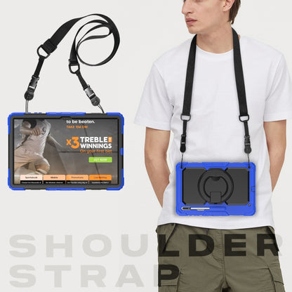 For Samsung Galaxy Tab S8 Ultra Shoulder Strap Silicone + PC Tablet Case(Blue Black) by bashfashion