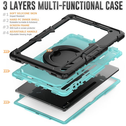 For Samsung Galaxy Tab S8 Ultra Shoulder Strap Silicone + PC Tablet Case(Light Blue) by bashfashion