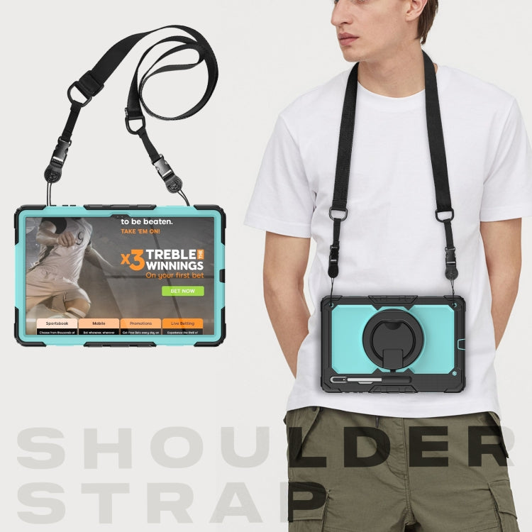 For Samsung Galaxy Tab S8 Ultra Shoulder Strap Silicone + PC Tablet Case(Light Blue) by bashfashion