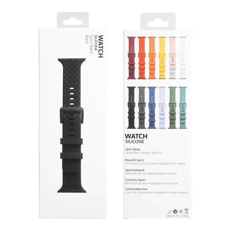 Braided Texture Silicone Watch Band For Apple Watch Series 9&8&7 41mm / SE 3&SE 2&6&SE&5&4 40mm / 3&2&1 38mm(Black) by bashfashion