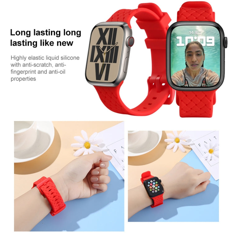 Braided Texture Silicone Watch Band For Apple Watch Series 9&8&7 41mm / SE 3&SE 2&6&SE&5&4 40mm / 3&2&1 38mm(Black) by bashfashion