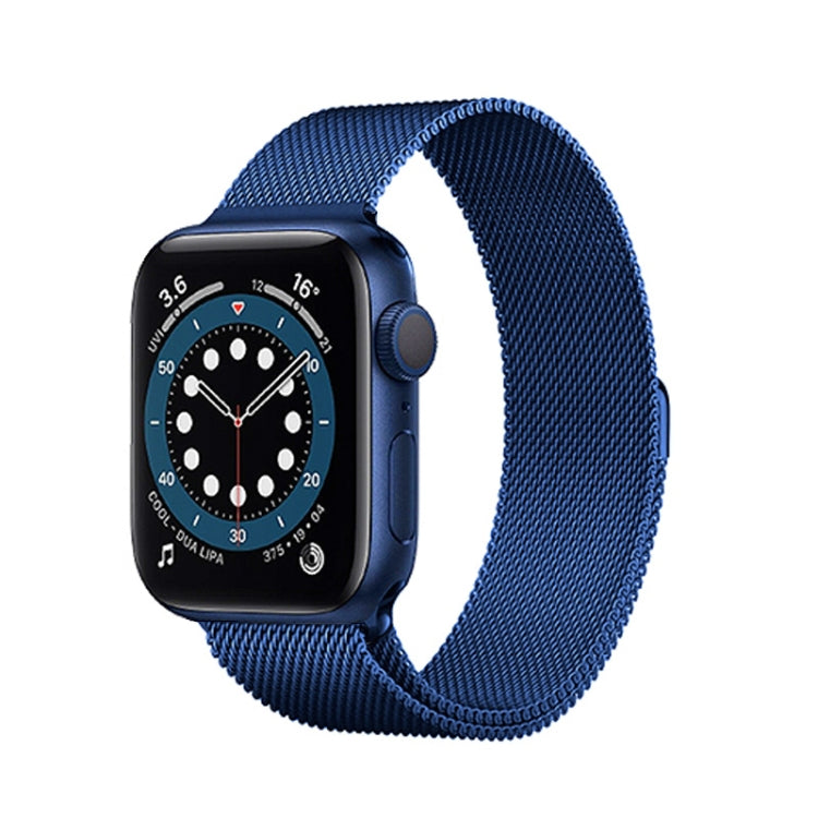 For Apple Watch Series 7 45mm / 6 & SE & 5 & 4 44mm / 3 & 2 & 1 42mm Mutural Milanese Stainless Steel Watch Band（Blue） by bashfashion