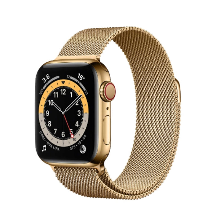 For Apple Watch Ultra 49mm&Watch Ultra 2 49mm / Series 9&8&7 45mm / SE 3&SE 2&6&SE&5&4 44mm / 3&2&1 42mm Mutural Milanese Stainless Steel Watch Band(Gold) by bashfashion