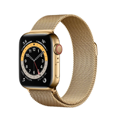 For Apple Watch Ultra 49mm&Watch Ultra 2 49mm / Series 9&8&7 45mm / SE 3&SE 2&6&SE&5&4 44mm / 3&2&1 42mm Mutural Milanese Stainless Steel Watch Band(Gold) by bashfashion