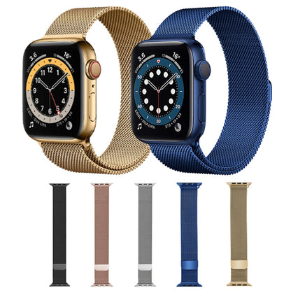 For Apple Watch Series 7 45mm / 6 & SE & 5 & 4 44mm / 3 & 2 & 1 42mm Mutural Milanese Stainless Steel Watch Band（Blue） by bashfashion