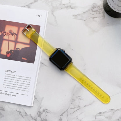 Jelly Transparent Watch Band For Apple Watch Ultra 49mm&Watch Ultra 2 49mm / Series 9&8&7 45mm / SE 3&SE 2&6&SE&5&4 44mm / 3&2&1 42mm(Yellow) by bashfashion