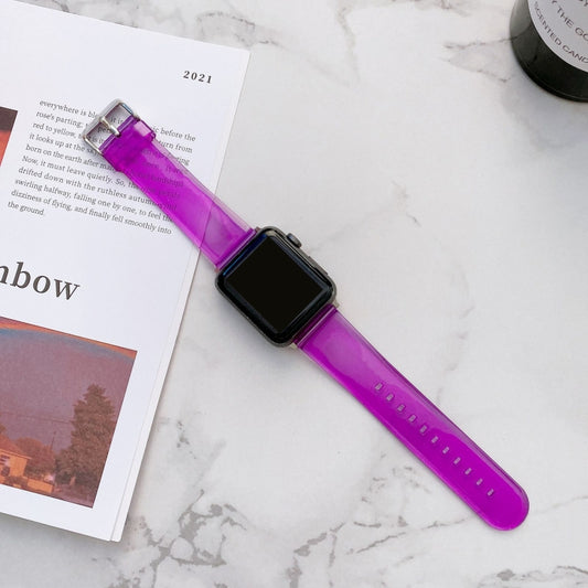 Jelly Transparent Watch Band For Apple Watch Ultra 49mm&Watch Ultra 2 49mm / Series 9&8&7 45mm / SE 3&SE 2&6&SE&5&4 44mm / 3&2&1 42mm(Purple) by bashfashion