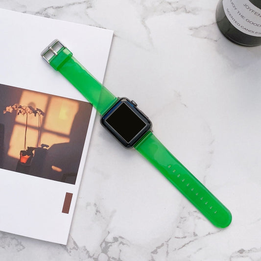 Jelly Transparent Watch Band For Apple Watch Ultra 49mm&Watch Ultra 2 49mm / Series 9&8&7 45mm / SE 3&SE 2&6&SE&5&4 44mm / 3&2&1 42mm(Grass Green) by bashfashion