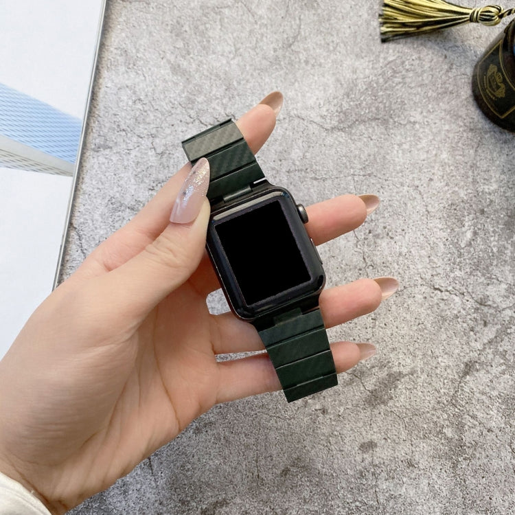 Carbon Fiber Texture Watch Band For Apple Watch Series 9&8&7 41mm / SE 3&SE 2&6&SE&5&4 40mm / 3&2&1 38mm(Dark Green) by bashfashion