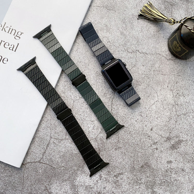 Carbon Fiber Texture Watch Band For Apple Watch Series 9&8&7 41mm / SE 3&SE 2&6&SE&5&4 40mm / 3&2&1 38mm(Dark Green) by bashfashion