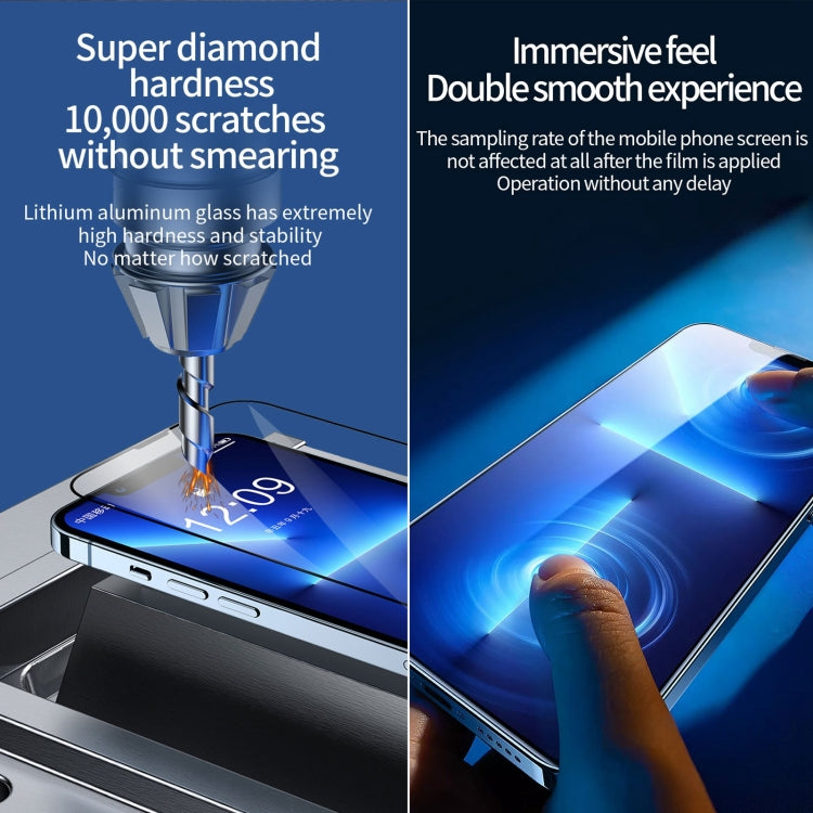 For iPhone 16e / 13 / 13 Pro Fast Attach Dust-proof Anti-static Tempered Glass Film by bashfashion