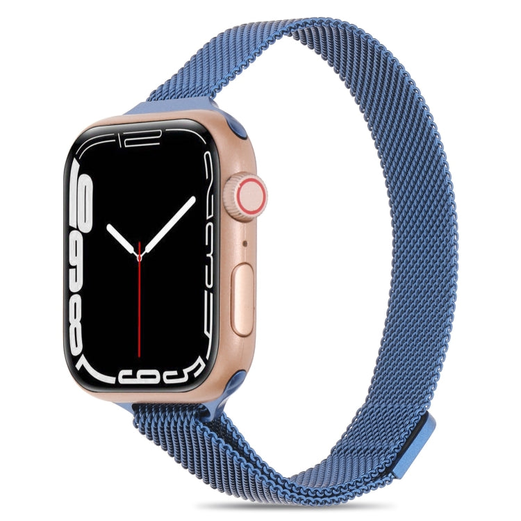 Milanese Small Waist Watch Band For Apple Watch Ultra 49mm&Watch Ultra 2 49mm / Series 9&8&7 45mm / SE 3&SE 2&6&SE&5&4 44mm / 3&2&1 42mm(Blue) by bashfashion