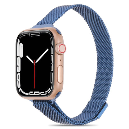 Milanese Small Waist Watch Band For Apple Watch Ultra 49mm&Watch Ultra 2 49mm / Series 9&8&7 45mm / SE 3&SE 2&6&SE&5&4 44mm / 3&2&1 42mm(Blue) by bashfashion