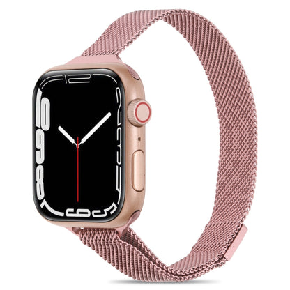 Milanese Small Waist Watch Band For Apple Watch Ultra 49mm&Watch Ultra 2 49mm / Series 9&8&7 45mm / SE 3&SE 2&6&SE&5&4 44mm / 3&2&1 42mm(Rose Pink) by bashfashion