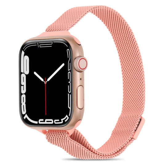 Milanese Small Waist Watch Band For Apple Watch Ultra 49mm&Watch Ultra 2 49mm / Series 9&8&7 45mm / SE 3&SE 2&6&SE&5&4 44mm / 3&2&1 42mm(Light Pink) by bashfashion