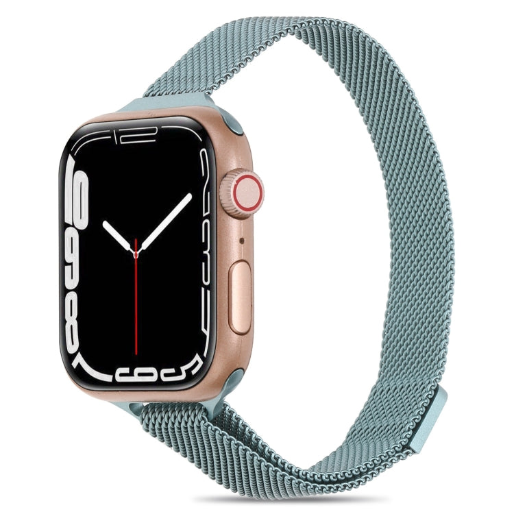 Milanese Small Waist Watch Band For Apple Watch Ultra 49mm&Watch Ultra 2 49mm / Series 9&8&7 45mm / SE 3&SE 2&6&SE&5&4 44mm / 3&2&1 42mm(Emerald Green) by bashfashion