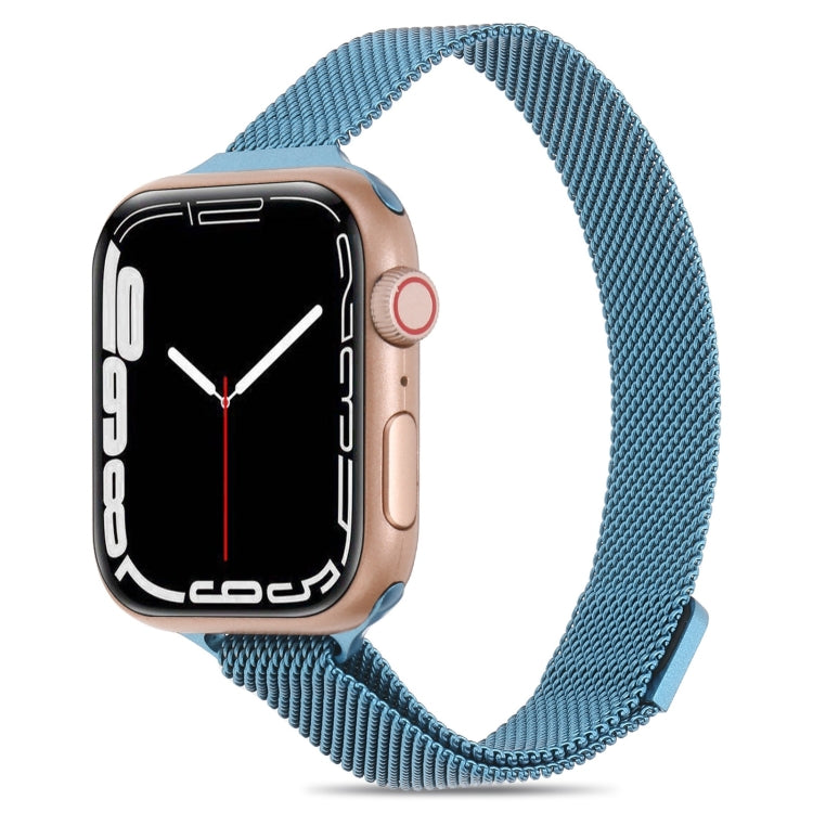 Milanese Small Waist Watch Band For Apple Watch Ultra 49mm&Watch Ultra 2 49mm / Series 9&8&7 45mm / SE 3&SE 2&6&SE&5&4 44mm / 3&2&1 42mm(Porcelain Blue) by bashfashion