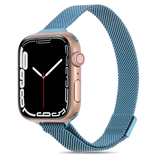 Milanese Small Waist Watch Band For Apple Watch Ultra 49mm&Watch Ultra 2 49mm / Series 9&8&7 45mm / SE 3&SE 2&6&SE&5&4 44mm / 3&2&1 42mm(Porcelain Blue) by bashfashion