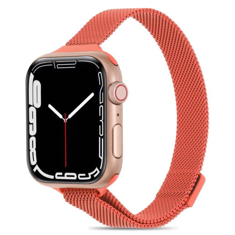 Milanese Small Waist Watch Band For Apple Watch Ultra 49mm&Watch Ultra 2 49mm / Series 9&8&7 45mm / SE 3&SE 2&6&SE&5&4 44mm / 3&2&1 42mm(Orange) by bashfashion