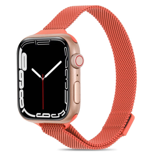 Milanese Small Waist Watch Band For Apple Watch Ultra 49mm&Watch Ultra 2 49mm / Series 9&8&7 45mm / SE 3&SE 2&6&SE&5&4 44mm / 3&2&1 42mm(Orange) by bashfashion
