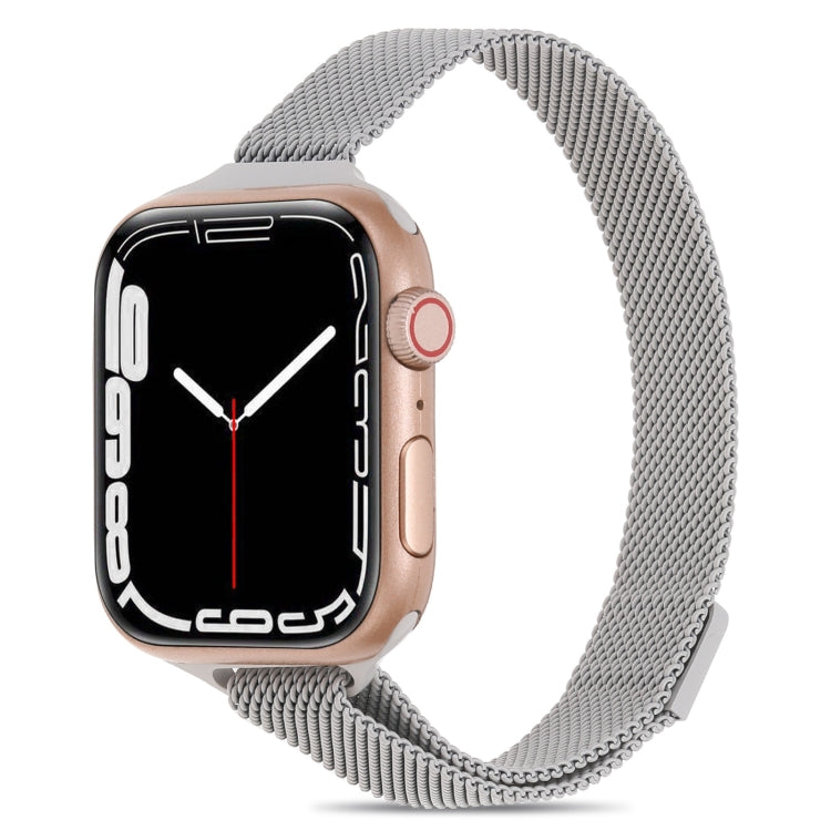 Milanese Small Waist Watch Band For Apple Watch Ultra 49mm&Watch Ultra 2 49mm / Series 9&8&7 45mm / SE 3&SE 2&6&SE&5&4 44mm / 3&2&1 42mm(Cold Grey) by bashfashion