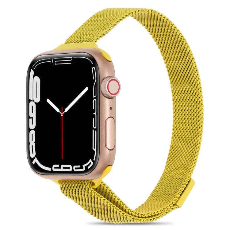 Milanese Small Waist Watch Band For Apple Watch Ultra 49mm&Watch Ultra 2 49mm / Series 9&8&7 45mm / SE 3&SE 2&6&SE&5&4 44mm / 3&2&1 42mm(Yellow) by bashfashion