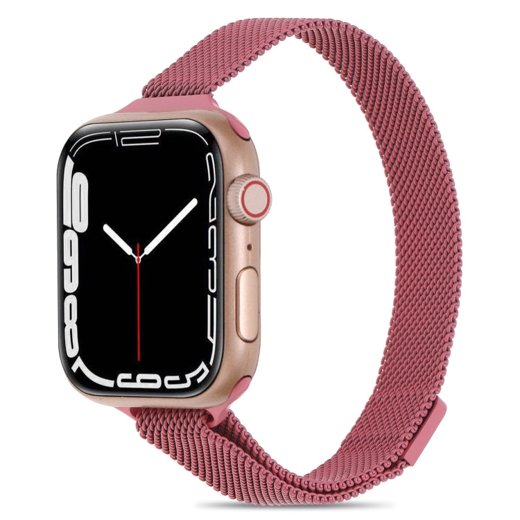 Milanese Small Waist Watch Band For Apple Watch Ultra 49mm&Watch Ultra 2 49mm / Series 9&8&7 45mm / SE 3&SE 2&6&SE&5&4 44mm / 3&2&1 42mm(Water Red) by bashfashion