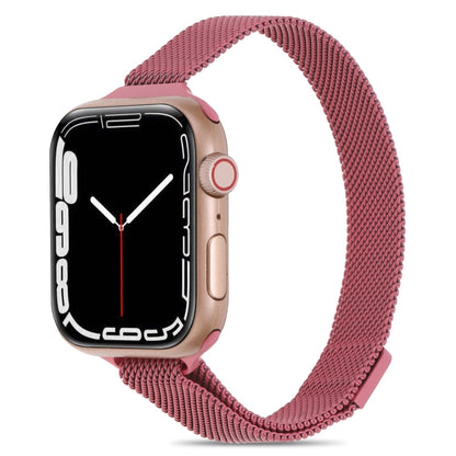 Milanese Small Waist Watch Band For Apple Watch Ultra 49mm&Watch Ultra 2 49mm / Series 9&8&7 45mm / SE 3&SE 2&6&SE&5&4 44mm / 3&2&1 42mm(Water Red) by bashfashion