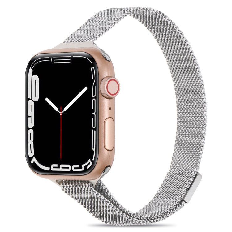 Milanese Small Waist Watch Band For Apple Watch Ultra 49mm&Watch Ultra 2 49mm / Series 9&8&7 45mm / SE 3&SE 2&6&SE&5&4 44mm / 3&2&1 42mm(Silver) by bashfashion