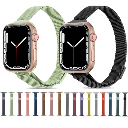 Milanese Small Waist Watch Band For Apple Watch Ultra 49mm&Watch Ultra 2 49mm / Series 9&8&7 45mm / SE 3&SE 2&6&SE&5&4 44mm / 3&2&1 42mm(Emerald Green) by bashfashion