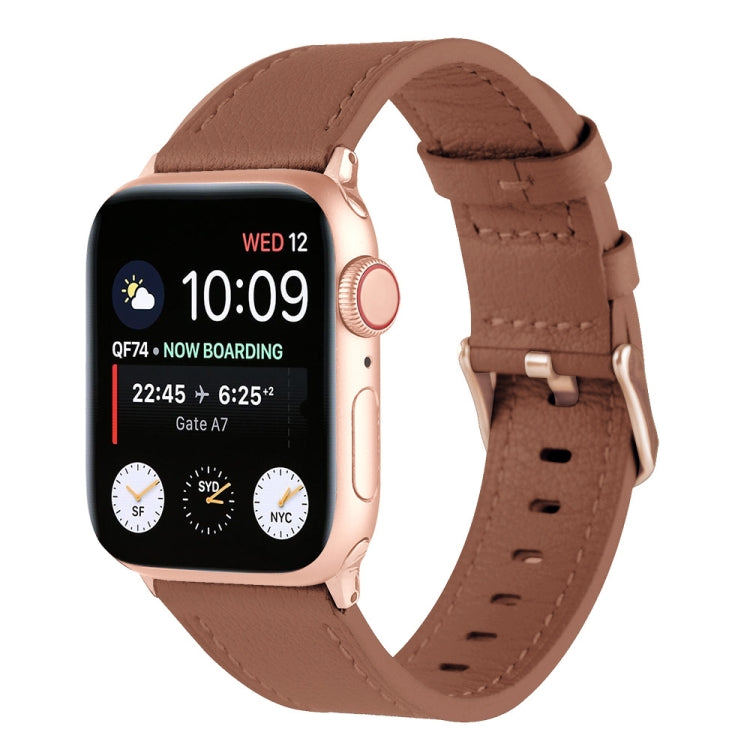 Small Waist Genuine Leather Watch Band For Apple Watch Series 9&8&7 41mm / SE 3&SE 2&6&SE&5&4 40mm / 3&2&1 38mm(Coffee) by bashfashion