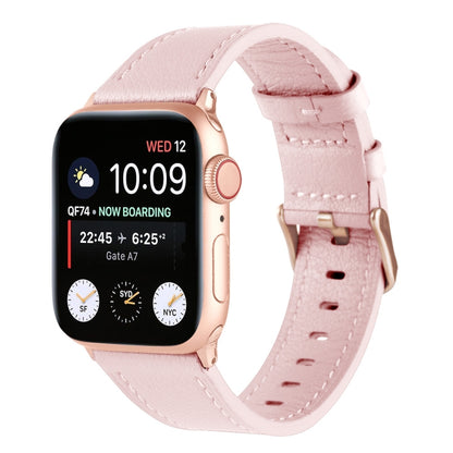 Small Waist Genuine Leather Watch Band For Apple Watch Ultra 49mm&Watch Ultra 2 49mm / Series 9&8&7 45mm / SE 3&SE 2&6&SE&5&4 44mm / 3&2&1 42mm(Pink) by bashfashion