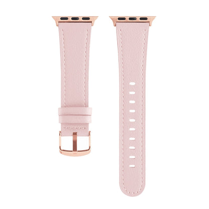 Small Waist Genuine Leather Watch Band For Apple Watch Ultra 49mm&Watch Ultra 2 49mm / Series 9&8&7 45mm / SE 3&SE 2&6&SE&5&4 44mm / 3&2&1 42mm(Pink) by bashfashion