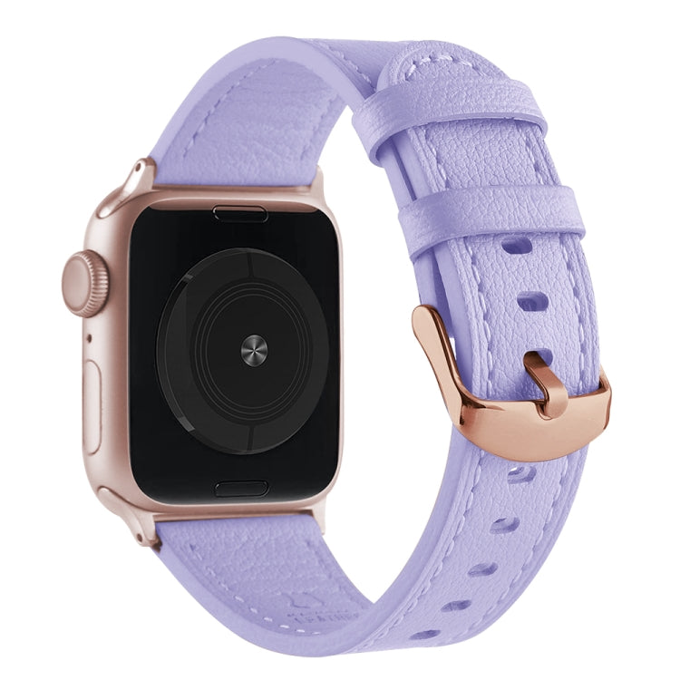 Small Waist Genuine Leather Watch Band For Apple Watch Ultra 49mm&Watch Ultra 2 49mm / Series 9&8&7 45mm / SE 3&SE 2&6&SE&5&4 44mm / 3&2&1 42mm(Purple) by bashfashion