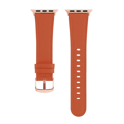Small Waist Genuine Leather Watch Band For Apple Watch Ultra 49mm&Watch Ultra 2 49mm / Series 9&8&7 45mm / SE 3&SE 2&6&SE&5&4 44mm / 3&2&1 42mm(Orange) by bashfashion