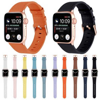 Small Waist Genuine Leather Watch Band For Apple Watch Ultra 49mm&Watch Ultra 2 49mm / Series 9&8&7 45mm / SE 3&SE 2&6&SE&5&4 44mm / 3&2&1 42mm(Orange) by bashfashion