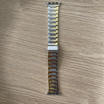 Aluminum Alloy Gear Matte Watch Band For Apple Watch Series 9&8&7 41mm / SE 3&SE 2&6&SE&5&4 40mm / 3&2&1 38mm(Silver Gold) by bashfashion