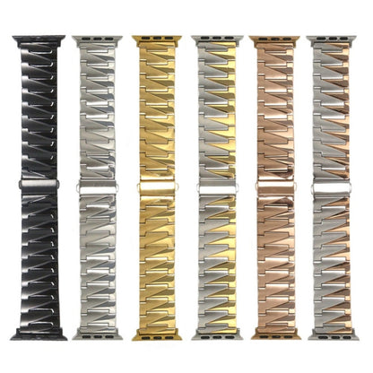 Aluminum Alloy Gear Matte Watch Band For Apple Watch Series 9&8&7 41mm / SE 3&SE 2&6&SE&5&4 40mm / 3&2&1 38mm(Silver Gold) by bashfashion